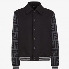 [홍콩명품,FENDI] 펜디 25SS 로고 FF패턴  카라 봄버 자켓 (블랙), BM24008, PG, 레플리카의류,미러급사이트