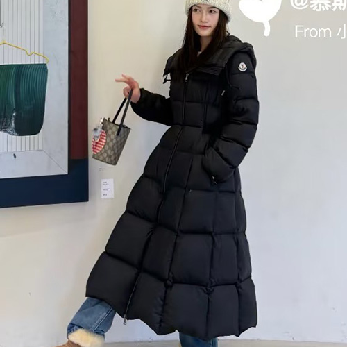 [홍콩명품.MONCLER] 몽클레어 25SS 로고 여성 후드 롱 다운 패딩 자켓 (블랙), BM24018, MC, 레플리카의류,미러급사이트