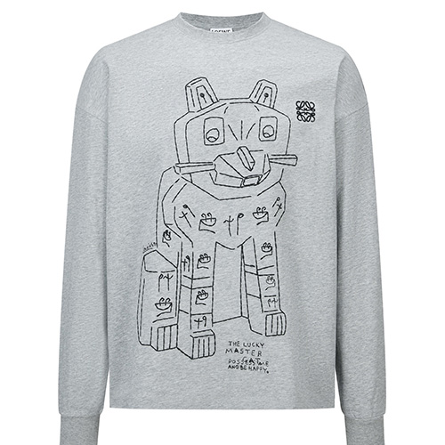 [홍콩명품.LOEWE] 로에베 25SS 로고 그래픽 긴팔 티셔츠 (그레이), BM24036, JL, 레플리카의류,미러급사이트