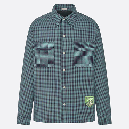 [홍콩명품,Christian Dior] 디올 25SS 로고 체크패턴 솜패딩 남방 셔츠 (블루), BM24053, KK, 레플리카의류,미러급사이트