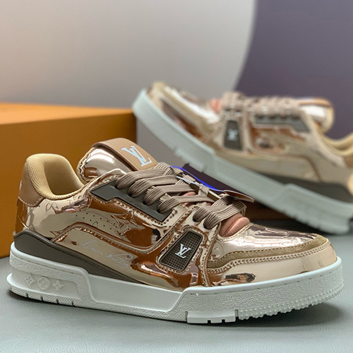 [홍콩명품.LOUIS VUITTON] 루이비통 25SS 로고 남여 모노그램 트레이너 스니커즈 운동화 (골드), SE5914, PMD, 명품스니커즈,운동화,구두,로퍼,하이탑,신발