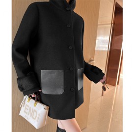 [가격문의][홍콩명품,FENDI] 펜디 25SS 로고 여성 캐시미어 후드 코트 자켓 (블랙), BM24154, MC, 레플리카의류,미러급사이트