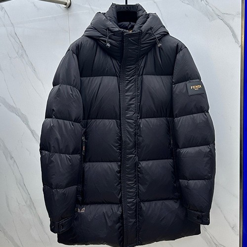 [홍콩명품,FENDI] 펜디 25SS 로고 후드 다운 패딩 코트 자켓 (블랙), BM24221, HH, 레플리카의류,미러급사이트