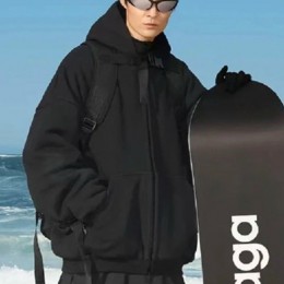 [홍콩명품.BALENCIAGA] 발렌시아가 25SS 로고 오버핏 기모 후드 집업 자켓 (블랙), BM24234, KK, 레플리카의류,미러급사이트