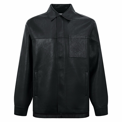 [홍콩명품.LOEWE] 로에베 25SS 로고 Anagram 레더 가죽 카라 자켓 (블랙), BM24265, KK, 레플리카의류,미러급사이트