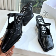 [홍콩명품.LOEWE] 로에베 25SS 로고 여성 레더 가죽 4.5cm 굽 샌들 슬리퍼 (2컬러), SE5975, GHS, 명품스니커즈,운동화,구두,로퍼,하이탑,신발