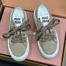 [홍콩명품,MIU MIU] 미우미우 25SS 로고 여성 레더 가죽 스니커즈 운동화 (2컬러), SE5981, GHS, 명품스니커즈,운동화,구두,로퍼,하이탑,신발