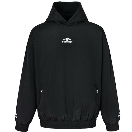 [홍콩명품.BALENCIAGA] 발렌시아가 25SS 로고 자수 기모 후드 티셔츠 (블랙), BM24290, JL, 레플리카의류,미러급사이트
