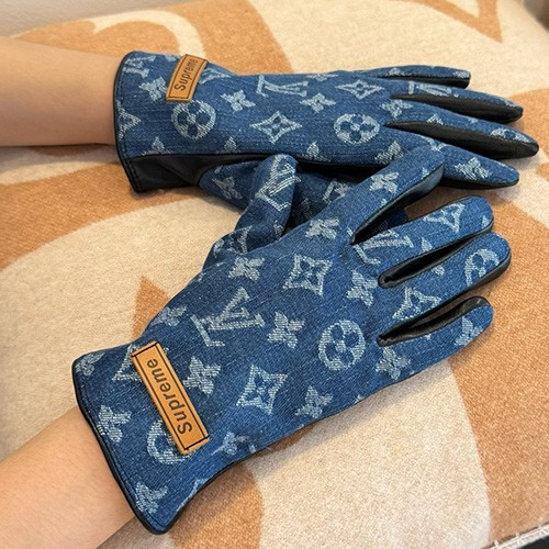 [홍콩명품.LOUIS VUITTON] 루이비통 26SS 로고 모노그램 Supreme 콜라보 레더 가죽 데님 레이어드 장갑 (2컬러), ET3263, JX, 홍콩명품의류,구매대행,온라인명품