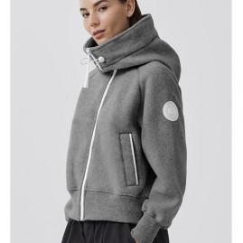 [홍콩명품.CANADA GOOSE] 캐나다구스 26SS 로고 여성 후드 집업 자켓 (그레이), BM24318, JL, 레플리카의류,미러급사이트