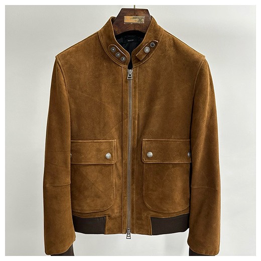 [홍콩명품.TOM FORD] 톰포드 26SS 로고 레더 가죽 봄버 자켓 (브라운), BM24330, TOM, 레플리카의류,미러급사이트