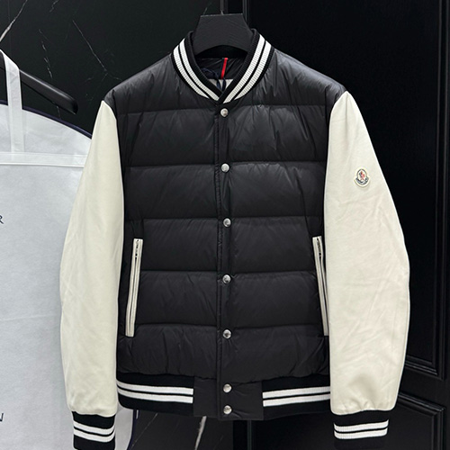[홍콩명품.MONCLER] 몽클레어 26SS 로고 레이어드 다운 패딩 바시티 자켓 (블랙-화이트), BM24400, 레플리카의류,미러급사이트