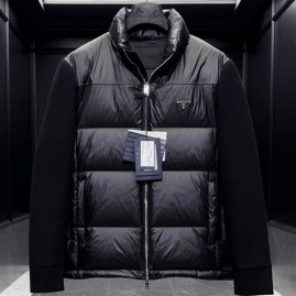 [홍콩명품,PRADA] 프라다 26SS 삼각로고 터틀넥 레이어드 구스다운 패딩 자켓 (블랙), BM24402, 레플리카의류,미러급사이트