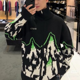 [가격문의][홍콩명품.Gucci] 구찌 26SS 로고 패턴 하이넥 집업 니트 가디건 자켓 (블랙), BM24424, KB, 레플리카의류,미러급사이트