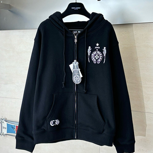 [홍콩명품.Chrome Hearts] 크롬하츠 26SS 로고 프린트 후드 집업 자켓 (블랙), BM24429, KB, 레플리카의류,미러급사이트