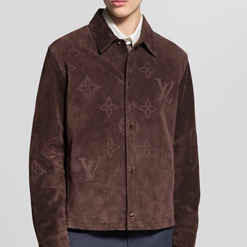 [홍콩명품.LOUIS VUITTON] 루이비통 26SS 로고 모노그램 레더 가죽 카라 자켓 1AIJYB (브라운), BM24452, KK, 레플리카의류,미러급사이트
