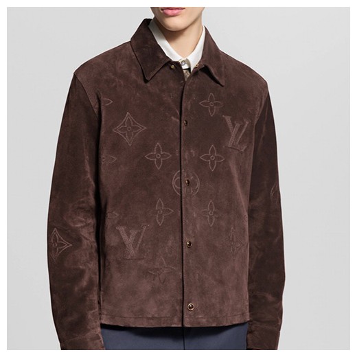 [홍콩명품.LOUIS VUITTON] 루이비통 26SS 로고 모노그램 레더 가죽 카라 자켓 1AIJYB (브라운), BM24452, KK, 레플리카의류,미러급사이트