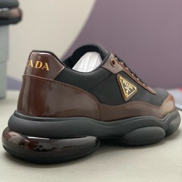 [홍콩명품,PRADA] 프라다 26SS 삼각로고 레더 가죽 스니커즈 운동화 (블랙-브라운), SE6052, PMD, 명품스니커즈,운동화,구두,로퍼,하이탑,신발