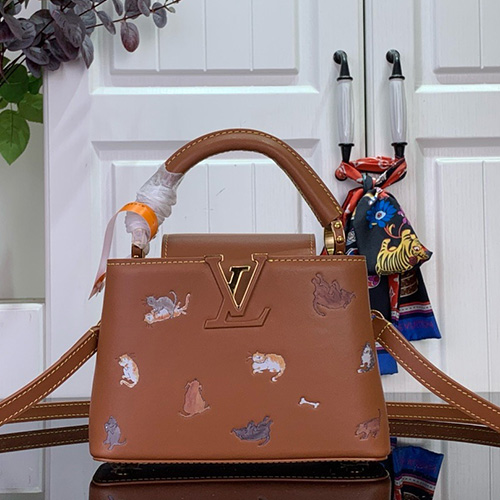 [홍콩명품.LOUIS VUITTON] 루이비통 26SS 로고 CAPUCINES 미니 토트백 핸드백 M25874 (브라운), BGM5569, B3, 홍콩명품가방,명품쇼핑몰,크로스백,핸드백,구매대행