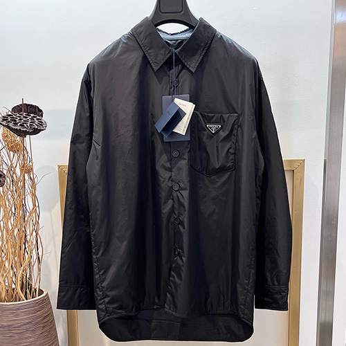 [홍콩명품,PRADA] 프라다 26SS 삼각로고 나일론 남방 셔츠 (블랙), BM24503, YS, 레플리카의류,미러급사이트