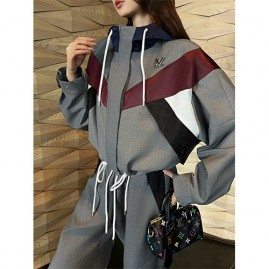 [가격문의][홍콩명품.LOUIS VUITTON] 루이비통 26SS 로고 여성 후드 윈드브레이커 자켓 1AJGQ3 + 팬츠 바지 상하의 세트 (그레이), BM24532, MC, 레플리카의류,미러급사이트