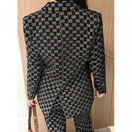 [홍콩명품.Gucci] 구찌 26SS 로고 여성 GG수프림 정장 수트 자켓 + 팬츠 바지 상하의 세트 (블랙), BM24536, MC, 레플리카의류,미러급사이트