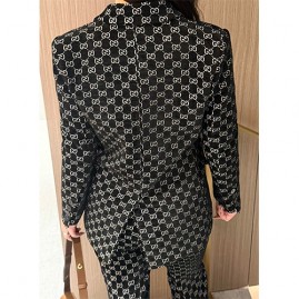 [가격문의][홍콩명품.Gucci] 구찌 26SS 로고 여성 GG수프림 정장 수트 자켓 + 팬츠 바지 상하의 세트 (블랙), BM24536, MC, 레플리카의류,미러급사이트