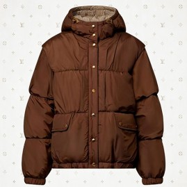 [가격문의][홍콩명품.LOUIS VUITTON] 루이비통 26SS 로고 여성 후드 다운 패딩 자켓 1AJEB9 (브라운), BM24544, MC, 레플리카의류,미러급사이트