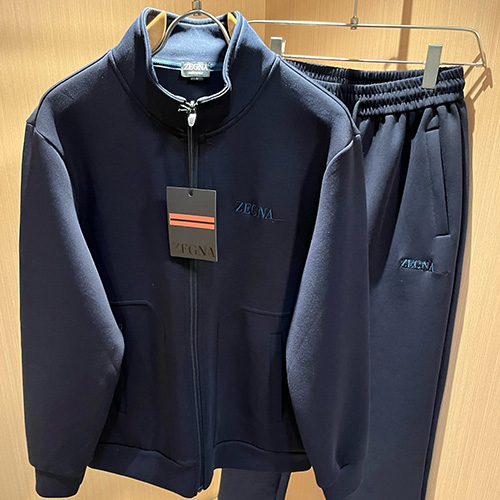 [홍콩명품.ZEGNA] 제냐 26SS 로고 자수 트레이닝 집업 자켓 + 조거 팬츠 바지 상하의 세트 (네이비), BM24576, 레플리카의류,미러급사이트