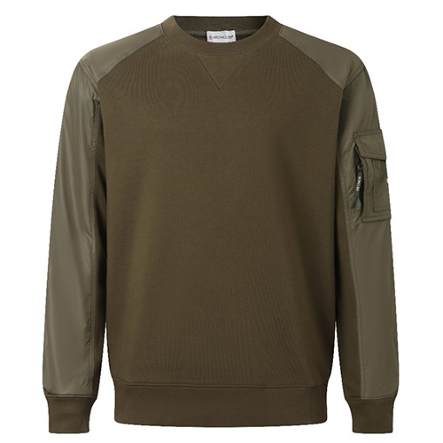 [홍콩명품.MONCLER] 몽클레어 26SS 로고 레이어드 맨투맨 티셔츠 (카키), BM24618, KK, 레플리카의류,미러급사이트