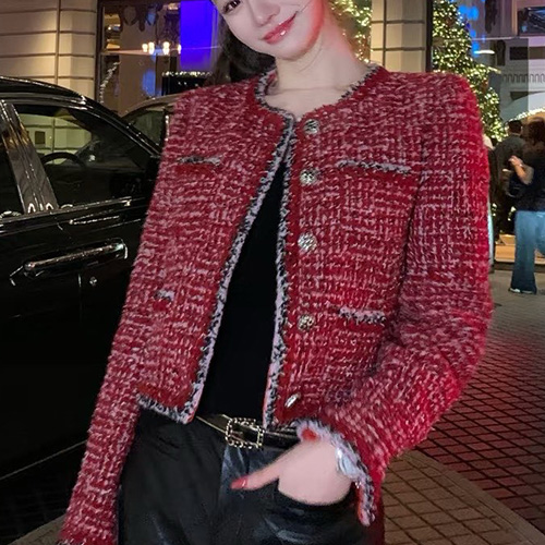 [홍콩명품.CHANEL] 샤넬 26SS 로고 여성 라운드넥 트위드 자켓 (레드), BM24630, PG, 레플리카의류,미러급사이트