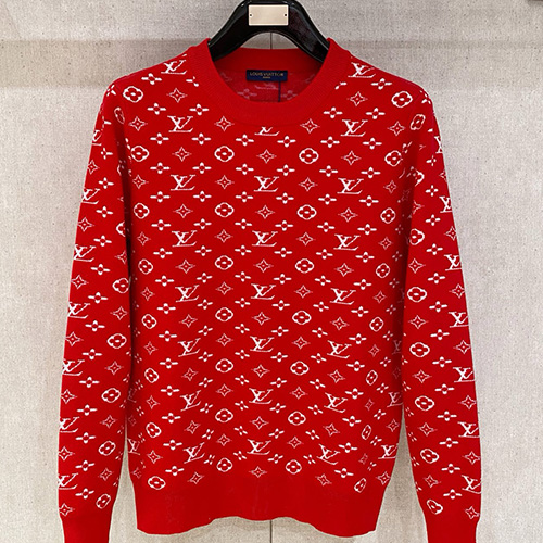 [홍콩명품.LOUIS VUITTON] 루이비통 26SS 로고 모노그램 니트 스웨터 (레드), BM24648, HH, 레플리카의류,미러급사이트