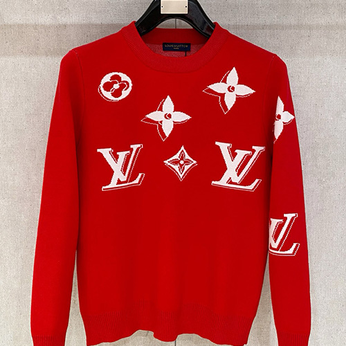 [홍콩명품.LOUIS VUITTON] 루이비통 26SS 로고 모노그램 니트 스웨터 (레드), BM24649, HH, 레플리카의류,미러급사이트