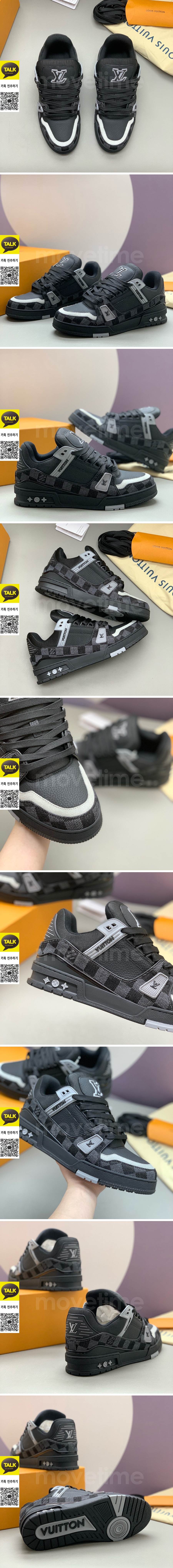 [홍콩명품.LOUIS VUITTON] 루이비통 26SS 로고 남여 다미에 트레이너 스니커즈 운동화 (블랙), SE6095, PMD, 명품스니커즈,운동화,구두,로퍼,하이탑,신발