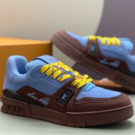 [홍콩명품.LOUIS VUITTON] 루이비통 26SS 로고 남여 모노그램 트레이너 스니커즈 운동화 (블루-브라운), SE6097, PMD, 명품스니커즈,운동화,구두,로퍼,하이탑,신발