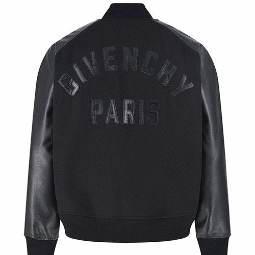 [홍콩명품.GIVENCHY] 지방시 26SS 로고 레더 가죽 캐시미어 레이어드 바시티 자켓 (블랙), BM24740, JL, 레플리카의류,미러급사이트