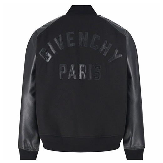 [홍콩명품.GIVENCHY] 지방시 26SS 로고 레더 가죽 캐시미어 레이어드 바시티 자켓 (블랙), BM24740, JL, 레플리카의류,미러급사이트