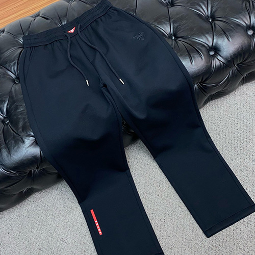 [홍콩명품,PRADA] 프라다 26SS 로고 자수 조거 팬츠 바지 (네이비), BM24747, 레플리카의류,미러급사이트