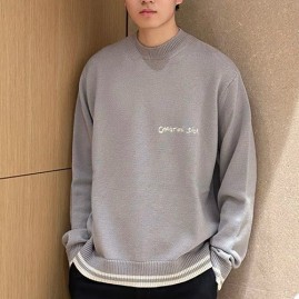 [홍콩명품,Christian Dior] 디올 26SS 로고 자수 캐시미어 니트 스웨터 (그레이), BM24782, S1F, 레플리카의류,미러급사이트