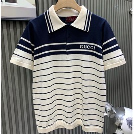 [홍콩명품.Gucci] 구찌 26SS 로고 스트라이프 카라 폴로 반팔 티셔츠 (아이보리-네이비), BM24794, S1F, 레플리카의류,미러급사이트