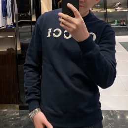 [홍콩명품.Gucci] 구찌 26SS 로고 자수 맨투맨 티셔츠 (네이비), BM24889, KSM, 레플리카의류,미러급사이트