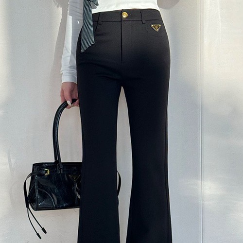 [홍콩명품,PRADA] 프라다 26SS 삼각로고 여성 스판 팬츠 바지 (블랙), BM25083, TBG, 레플리카의류,미러급사이트