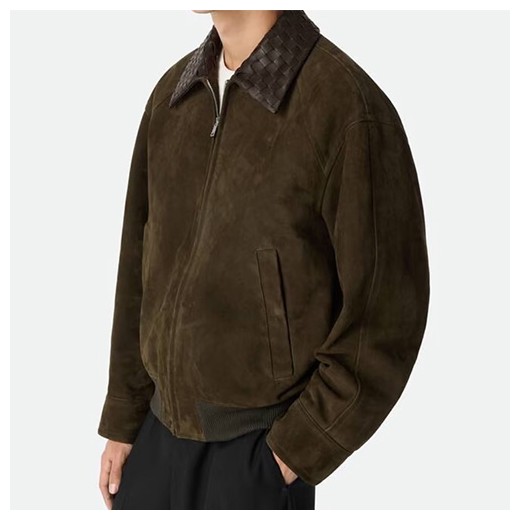 [홍콩명품.BOTTEGA VENETA] 보테가베네타 26SS 로고 인트레치아토 카라 레더 가죽 봄버 자켓 (2컬러), BM25237, TOM, 무료배송