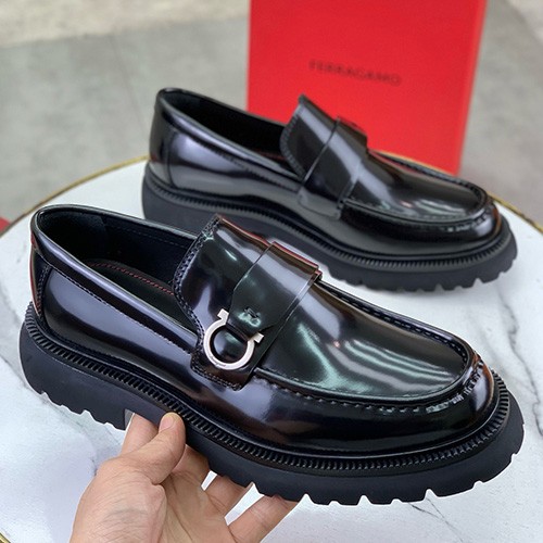 [홍콩명품.FERRAGAMO] 페레가모 26SS 로고 레더 가죽 워커 구두 로퍼 (블랙), SE6177, S2, 무료배송