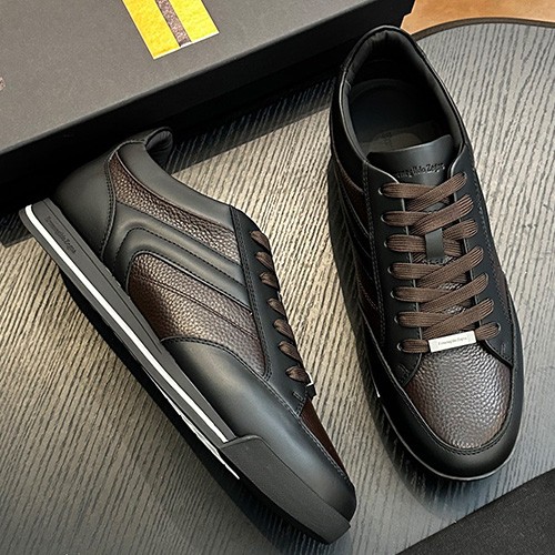 [홍콩명품.ZEGNA] 제냐 26SS 로고 PRODUCT INFORMATIONMONTE 스니커즈 운동화 (블랙-브라운), SE6182, S2, 무료배송