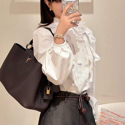 루이비통 로고 여성 블라우스 셔츠 (화이트) 26SS