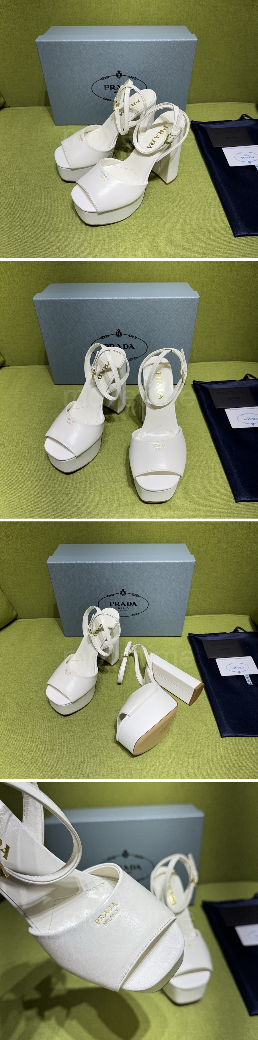 프라다 로고 여성 레더 가죽 14cm 굽 샌들 (5컬러) 26SS 상세이미지 5