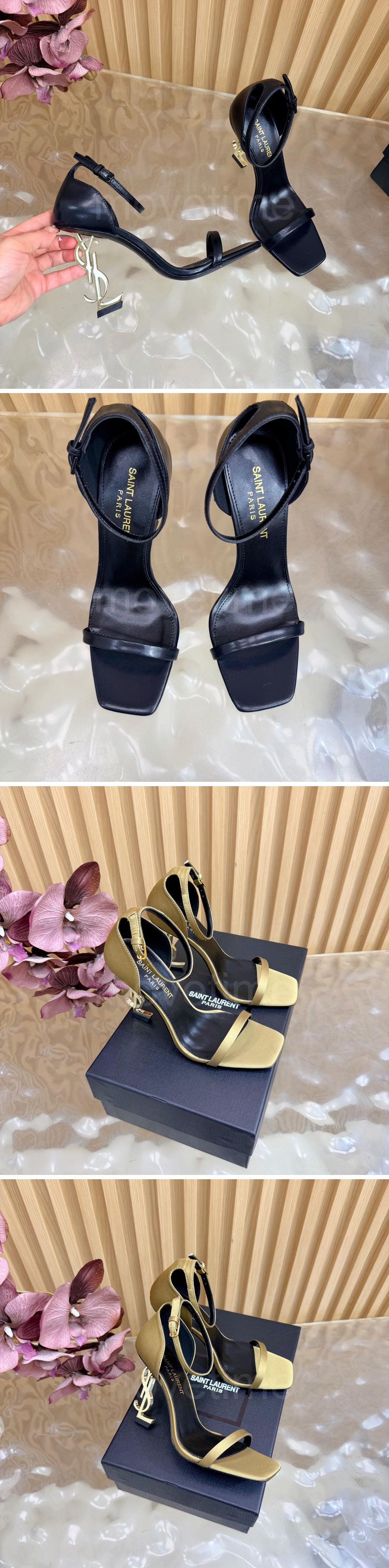 입생로랑 로고 여성 레더 가죽 10.5cm 힐 샌들 (2컬러) 26SS 상세이미지 4