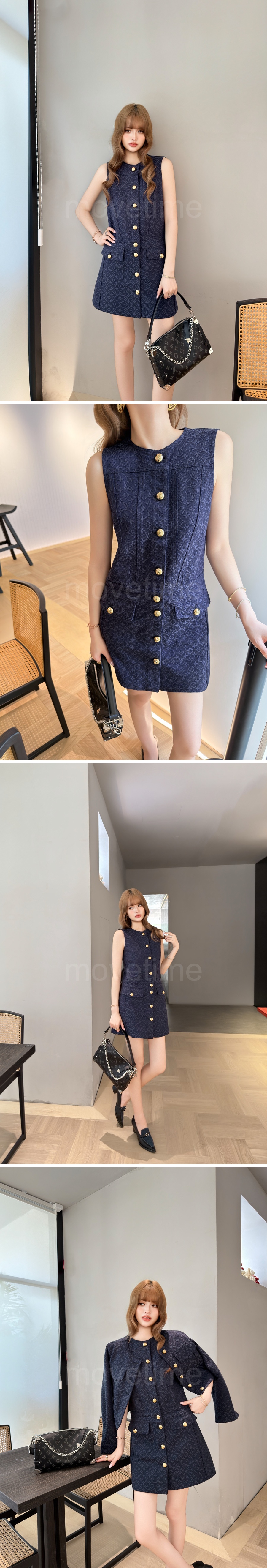 루이비통 로고 여성 모노그램 데님 슬리브리스 원피스 26SS 상세이미지 2