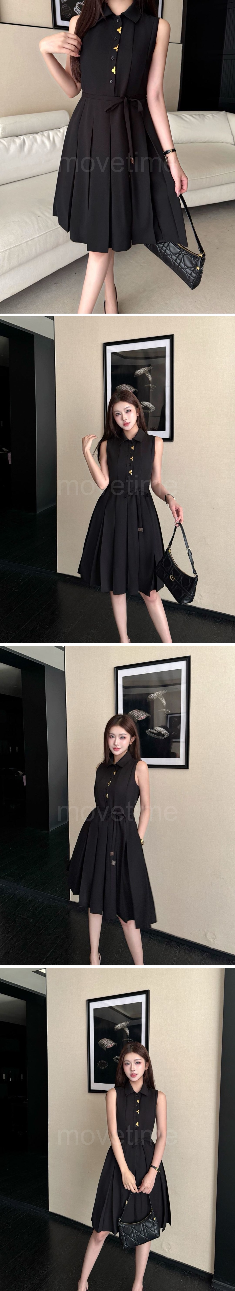 루이비통 로고 여성 슬리브리스 카라 원피스 (블랙) 26SS 상세이미지 2
